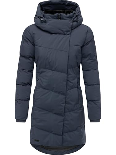 Ragwear Damen Wasserdichter Wintermantel warmer Steppmantel mit Fleecekragen und Kapuze Pavla Soft YOUMODO Navy Gr. M von Ragwear