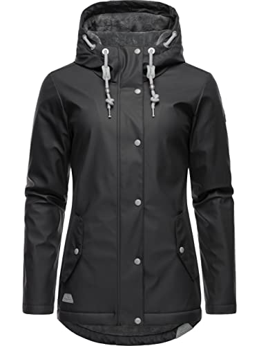 Ragwear Damen Winterjacke Kurze Regenjacke wasserdicht warm gefüttert mit Kapuze Marge Black22 Gr. L von Ragwear