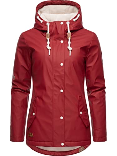 Ragwear Damen Winterjacke Kurze Regenjacke wasserdicht warm gefüttert mit Kapuze Marge Red22 Gr. L von Ragwear