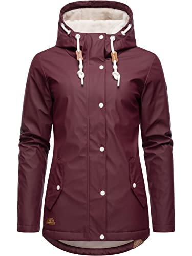 Ragwear Damen Winterjacke Kurze Regenjacke wasserdicht warm gefüttert mit Kapuze Marge Wine Red22 Gr. M von Ragwear