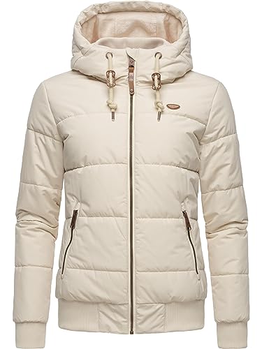 Ragwear Damen Winter Steppjacke wasserdicht (Wasseräule 5.000mm) mit Kapuze Nuggys Solid Beige Gr. L von Ragwear