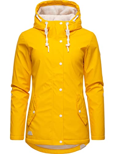 Ragwear Damen Winterjacke Kurze Regenjacke wasserdicht warm gefüttert mit Kapuze Marge Yellow22 Gr. XXL von Ragwear