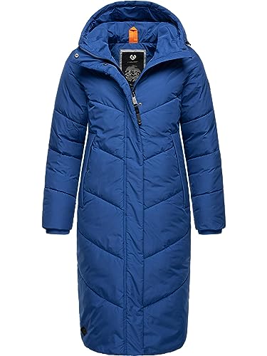 Ragwear Damen Winterjacke Langer Regenmantel Steppmantel wasserdicht warm gefüttert mit Kapuze Suminka Blue Gr. XS von Ragwear