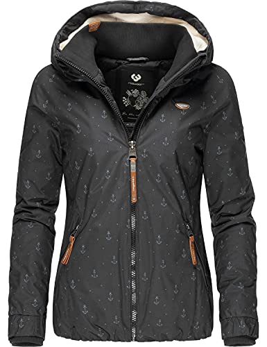 Ragwear Damen Winterjacke Outdoor Funktionsjacke mit Kapuze Dizzie Marina Winter Intl. Black Gr. XS von Ragwear