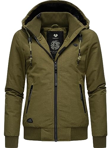 Ragwear Damen warme wasserdichte Winterjacke Outdoorjacke mit Kapuze Nuggie Melange Light Olive Gr. 3XL von Ragwear