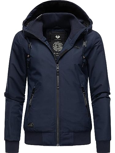 Ragwear Damen warme wasserdichte Winterjacke Outdoorjacke mit Kapuze Nuggie Melange Navy Gr. 3XL von Ragwear