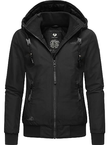 Ragwear Damen Winterjacke Outdoorjacke wasserdicht mit Kapuze Nuggie Melange Black Gr. L von Ragwear