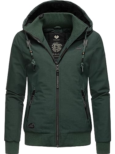 Ragwear Damen warme wasserdichte Winterjacke Outdoorjacke mit Kapuze Nuggie Melange Dark Green Gr. XXL von Ragwear