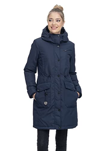 Ragwear RELOVED REMAKE Damen Frauen Mantel,Parka,Wintermantel,lange Jacke,Stehkragen,wasserdicht,Blau,XS von Ragwear
