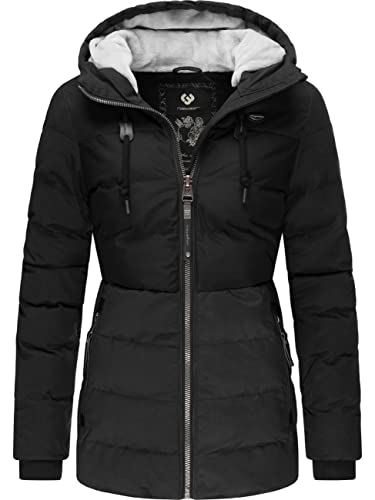 Ragwear Damen Winterjacke Steppjacke warm mit Kapuze Quantic Black Gr. L von Ragwear