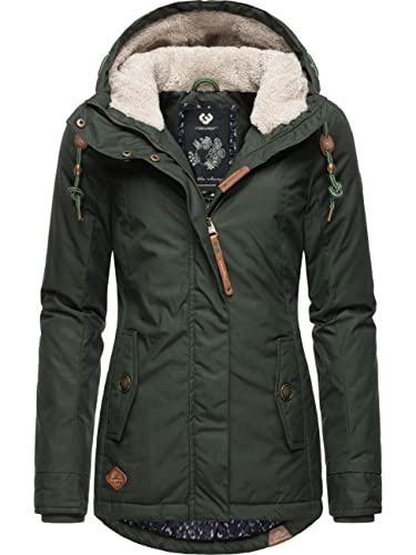 Ragwear Damen Winterjacke Warmer Kurzmantel mit Kapuze Monade Dark Olive022 Gr. M von Ragwear