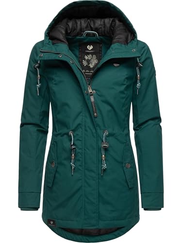 Ragwear Damen Winterjacke Warmer Kurzmantel mit Kapuze Monadis Black Label Intl Forest Green24 Gr. 3XL von Ragwear