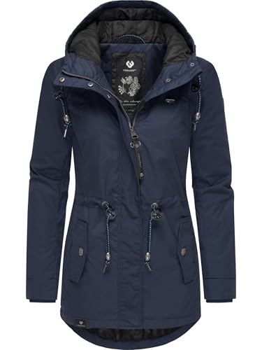 Ragwear Damen Winterjacke Warmer Kurzmantel mit Kapuze Monadis Black Label Intl Navy22 Gr. 3XL von Ragwear