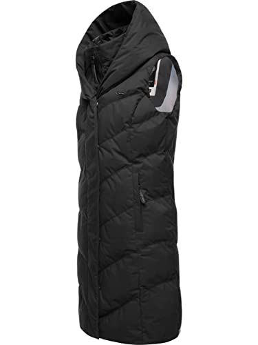Ragwear Damen Winterjacke warme Steppweste lang mit Kapuze Natalka Vest Black Gr. XL von Ragwear