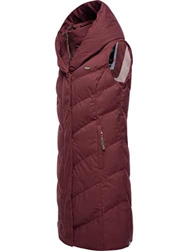 Ragwear Damen Winterjacke warme Steppweste lang mit Kapuze Natalka Vest Wine Red Gr. XL von Ragwear