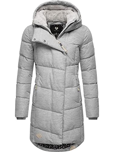 Ragwear Damen Wintermantel warmer Steppmantel lang mit Kapuze Pavla Intl White22 Gr. L von Ragwear