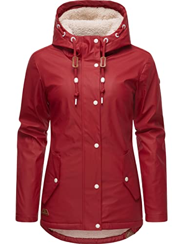 Ragwear Damen Winterjacke Kurze Regenjacke wasserdicht warm gefüttert mit Kapuze Marge Red022 Gr. XS von Ragwear