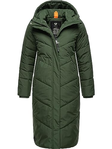 Ragwear Damen Winterjacke Langer Regenmantel Steppmantel wasserdicht warm gefüttert mit Kapuze Suminka Dark Olive Gr. 3XL von Ragwear