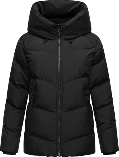 Ragwear Damen Winterjacke warme, wasserdichte Basic-Steppjacke mit Kapuze Cessi YOUMODO Black Gr. L von Ragwear
