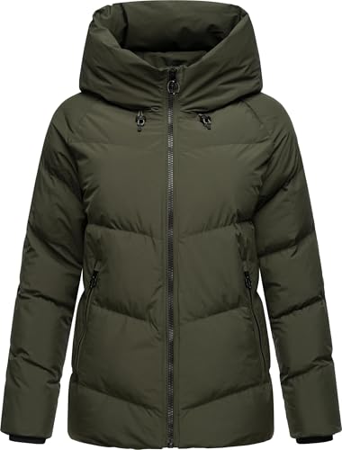 Ragwear Damen Winterjacke warme, wasserdichte Basic-Steppjacke mit Kapuze Cessi YOUMODO Dark Olive Gr. L von Ragwear