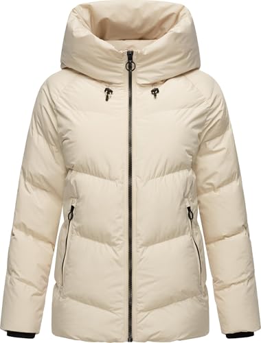 Ragwear Damen Winterjacke warme, wasserdichte Basic-Steppjacke mit Kapuze Cessi YOUMODO Ecru Gr. L von Ragwear