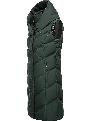 Ragwear Damen Winterjacke warme Steppweste lang mit Kapuze Natalka Vest Dark Green23 Gr. M von Ragwear