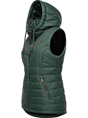 Ragwear Damen Winterjacke warme Steppweste mit Kapuze Lucinda Vest Dark Green Gr. L von Ragwear