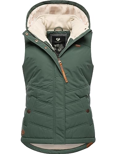 Ragwear Damen Winterjacke warme Steppweste wasserdicht mit Abnehmbarer Kapuze Hesty Pine Green23 Gr. 3XL von Ragwear