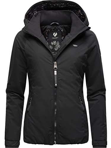 Ragwear Damen Winterjacke Warmer Kurzmantel mit Kapuze Dizzie Winter Intl Black22 Gr. XL von Ragwear