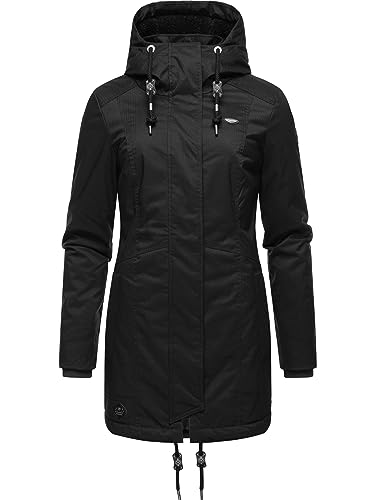 Ragwear Damen Wintermantel Warmer Parka Lang mit Kapuze Tunned Black23 Gr. 6XL von Ragwear