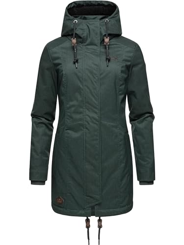 Ragwear Damen Wintermantel Warmer Parka Lang mit Kapuze Tunned Dark Green23 Gr. 3XL von Ragwear