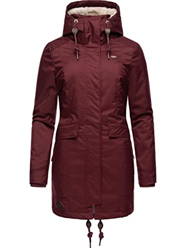 Ragwear Damen Wintermantel Warmer Parka Lang mit Kapuze Tunned Wine Red22 Gr. L von Ragwear