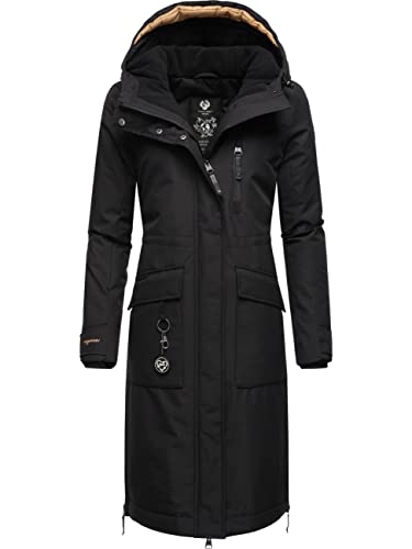 Ragwear Damen Wintermantel Warmer Parka lang aus recyceltem Material Refutura Remake Black Gr. 4XL von Ragwear