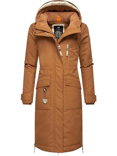 Ragwear Damen Wintermantel Warmer Parka lang mit Kapuze Refutura Brown Gr. L von Ragwear