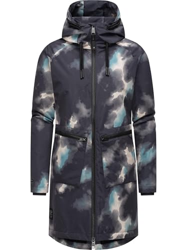 Ragwear Damen Wintermantel Warmer Parka mit Teddyfell wasserdicht und atmungsaktiv Holstic Print YOUMODO Black Gr. L von Ragwear
