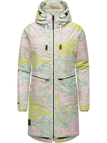 Ragwear Damen Wintermantel Warmer Parka mit Teddyfell wasserdicht und atmungsaktiv Holstic Print YOUMODO Light Mint Gr. XS von Ragwear