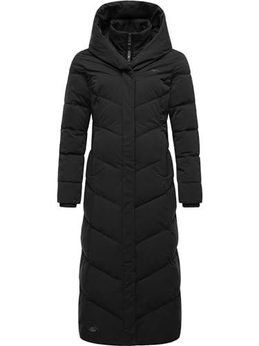Ragwear Damen Wintermantel Warmer Steppmantel extralang mit Kapuze Natalka Extralong Intl Black Gr. 4XL von Ragwear