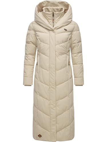 Ragwear Damen Wintermantel Warmer Steppmantel extralang mit Kapuze Natalka Extralong Intl Ecru24 Gr. L von Ragwear