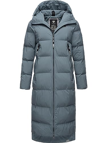 Ragwear Damen Wintermantel Warmer wasserdichter und atmungsaktiver Steppmantel extralang mit Kapuze Patrise Grey Gr. XXL von Ragwear