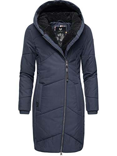 Ragwear Damen Wintermantel Warmer Steppmantel lang mit Kapuze Gordon Long Navy22 Gr. S von Ragwear