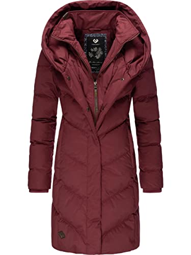 Ragwear Damen Wintermantel Warmer Steppmantel lang mit Kapuze Natalka Wine Red21 Gr. L von Ragwear