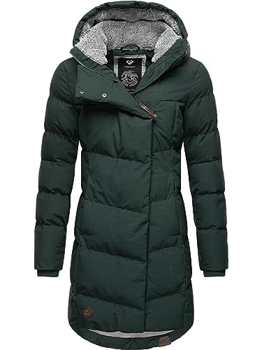 Ragwear Damen Wintermantel Warmer Steppmantel lang mit Kapuze Pavla Intl Dark Green23 Gr. L von Ragwear