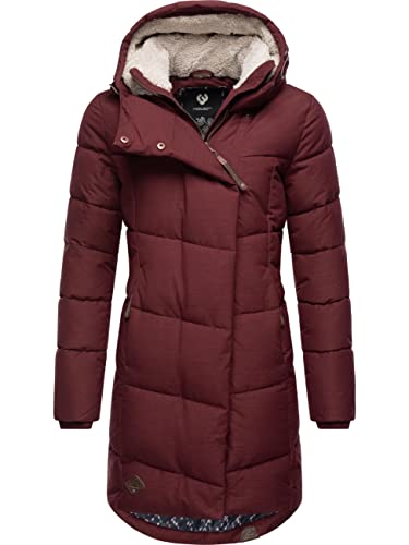 Ragwear Damen Wintermantel Warmer Steppmantel lang mit Kapuze Pavla Intl Wine Red22 Gr. 3XL von Ragwear