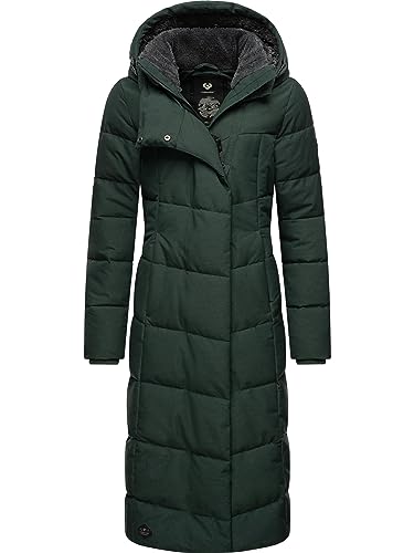 Ragwear Damen Wintermantel Warmer Steppmantel lang mit Kapuze Pavla Long Dark Green23 Gr. XS von Ragwear