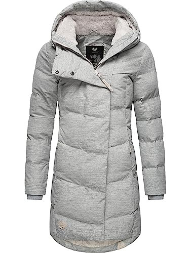 Ragwear Damen Wintermantel warmer Steppmantel lang mit Kapuze Pavla Intl White022 Gr. M von Ragwear