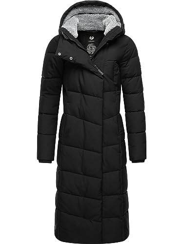 Ragwear Damen Wintermantel Warmer Steppmantel lang wasserdicht Pavla Extralong Black Gr. S von Ragwear