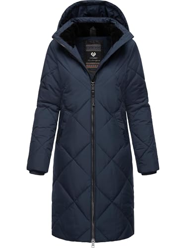 Ragwear Damen Wintermantel Warmer wasserdichter Steppmantel lang mit Abnehmbarer Kapuze Rebela YOUMODO Navy Gr. 3XL von Ragwear