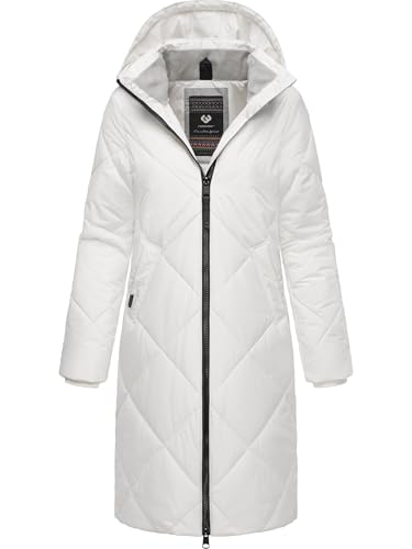 Ragwear Damen Wintermantel Warmer wasserdichter Steppmantel lang mit Abnehmbarer Kapuze Rebela YOUMODO Off White Gr. XL von Ragwear