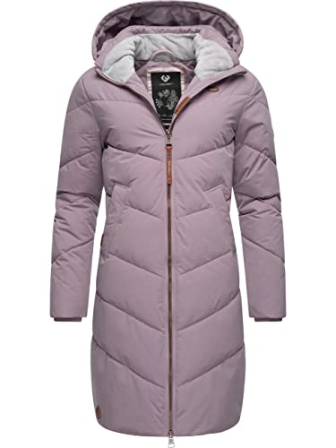 Ragwear Damen Wintermantel Warmer wasserdichter Steppmantel lang mit Abnehmbarer Kapuze Rebelka Lavender22 Gr. XXL von Ragwear