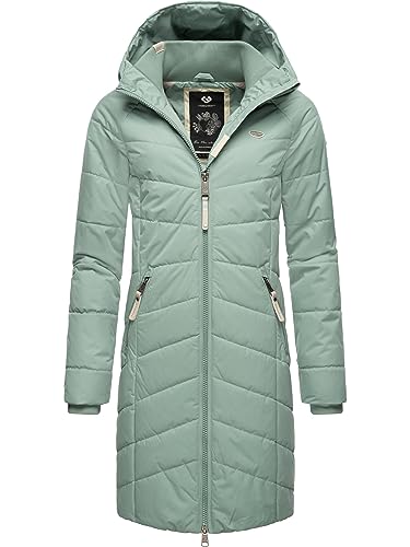 Ragwear Damen Wintermantel Warmer wasserdichter Steppmantel lang mit Kapuze Dizzie Coat Dusty Green23 Gr. 5XL von Ragwear